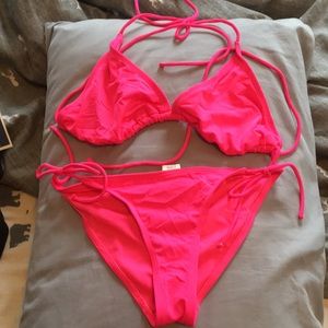 Op pink string bikini top & bottom